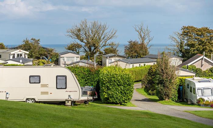 Touring caravans with view of sea